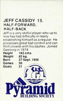 1980 Pyramid Geelong Cats #15 Jeff Cassidy Back